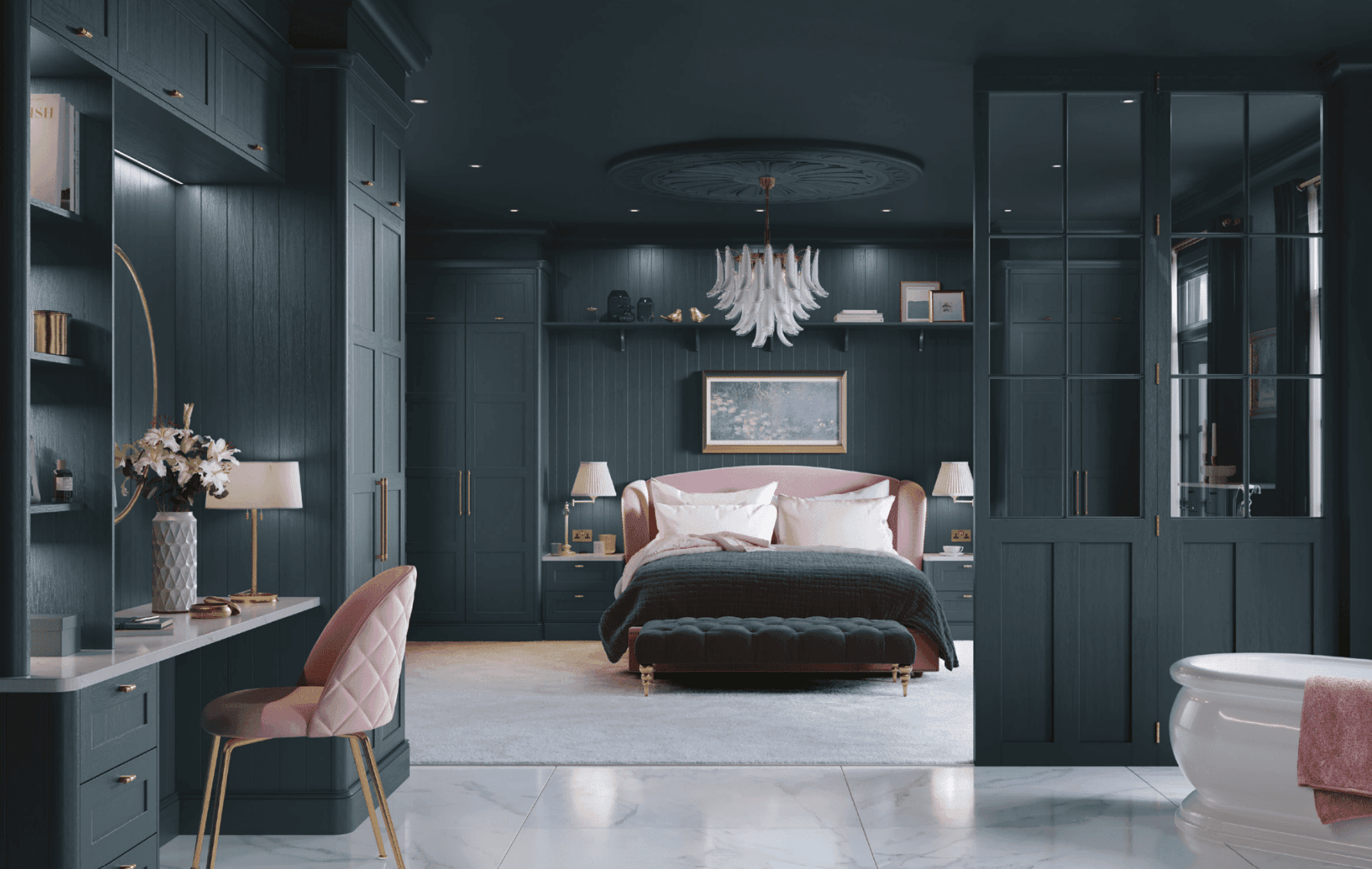 Contemporary fitted wardrobes in grey oak