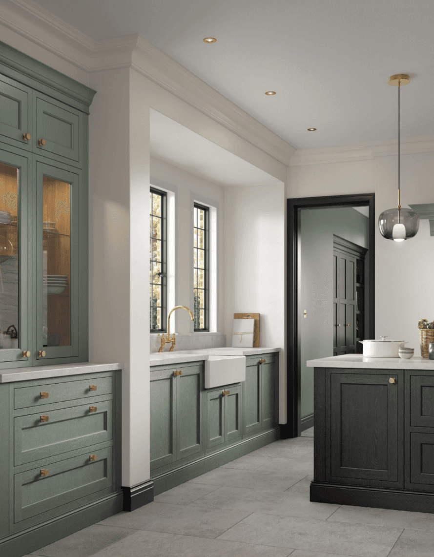 Open-plan kitchen dining with feature lighting