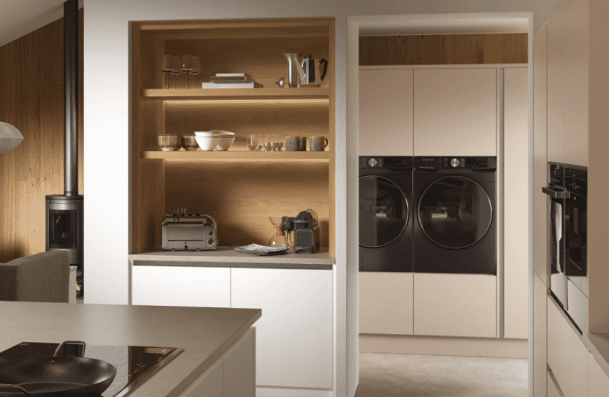 Minimalist kitchen with handleless drawers